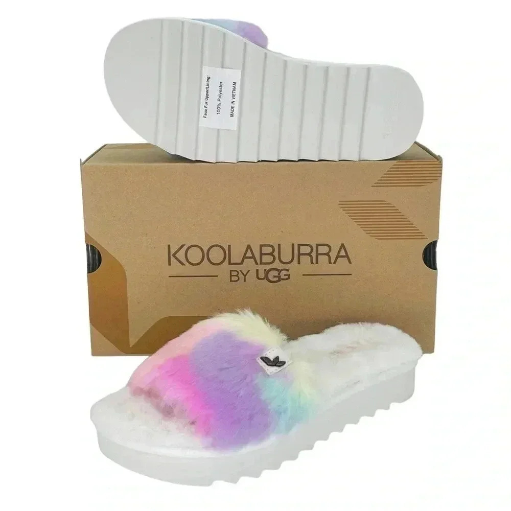 Koolaburra by UGG Womens Fuzz-AH Faux Fur Pastel Slide Sandals Size 6M - Picture 10 of 10